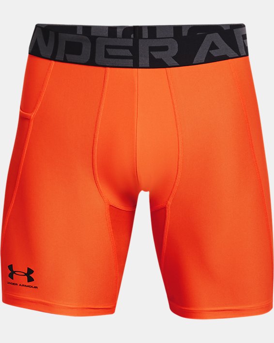 Men's HeatGear® Armour Compression Shorts, Orange, pdpMainDesktop image number 4
